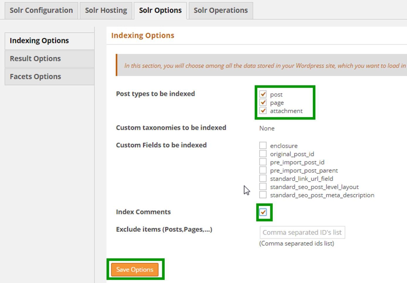 WPSolr Indexing Options WPSolr Indexing Options