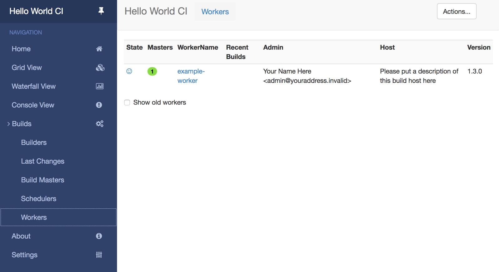 Buildbot Workers Page