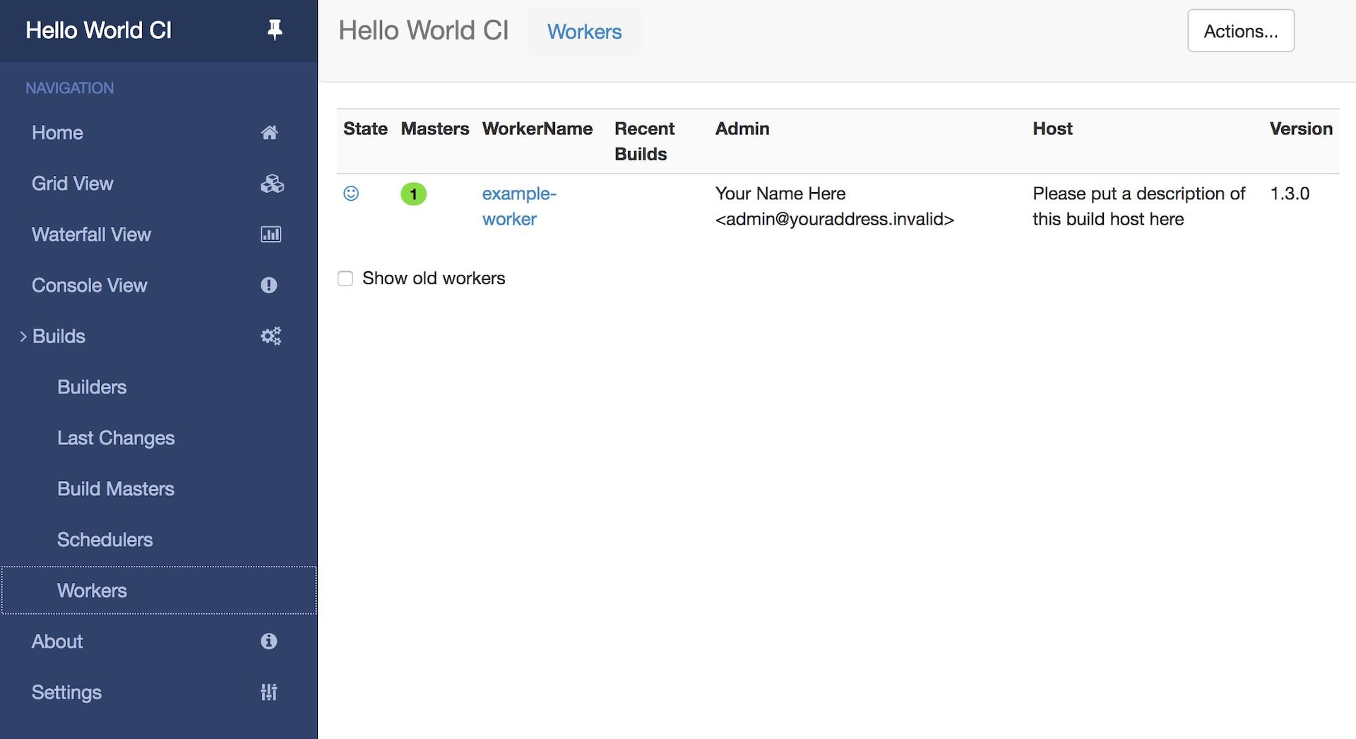 Buildbot Workers Page Buildbot Workers Page
