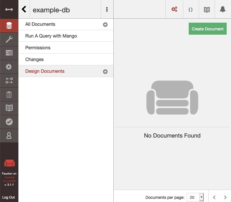 A database’s page within Fauxton