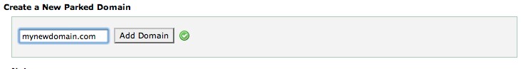 cPanel parked domain screen.