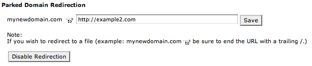 cPanel parked domain screen. cPanel parked domain screen.