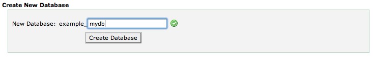 cPanel manage databases screen.