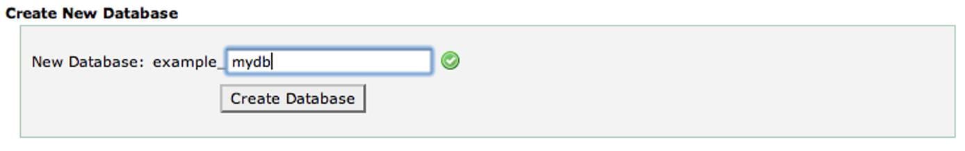 cPanel manage databases screen. cPanel manage databases screen.