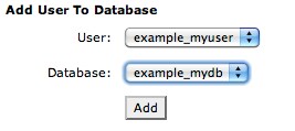 cPanel manage databases screen. cPanel manage databases screen.