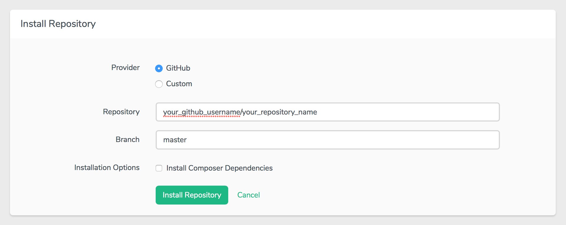 Git Repository Form