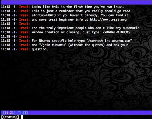 Irssi’s default message. Irssi’s default message.