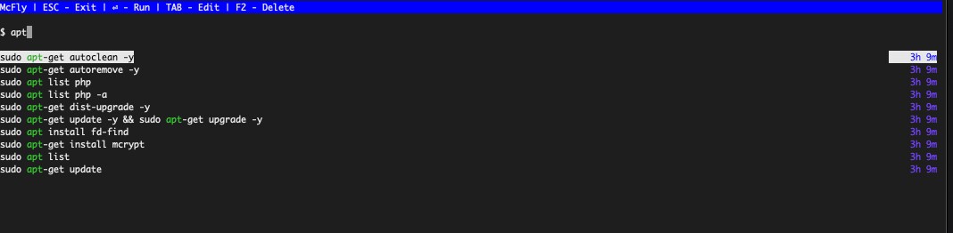 Example McFly interface displaying file list