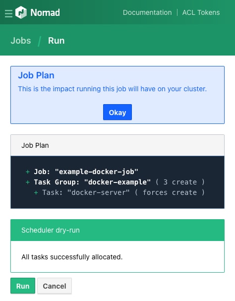 Nomad summarizing the impact of the example job Nomad summarizing the impact of the example job
