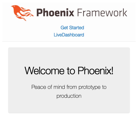 The default Phoenix application welcome page The default Phoenix application welcome page