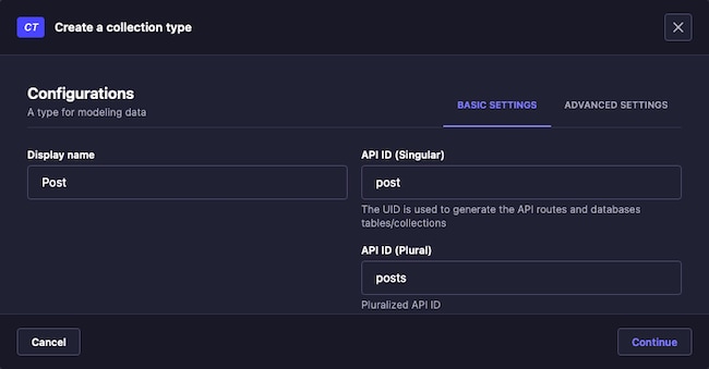 Strapi content builder for a “Post” collection Strapi content builder for a “Post” collection