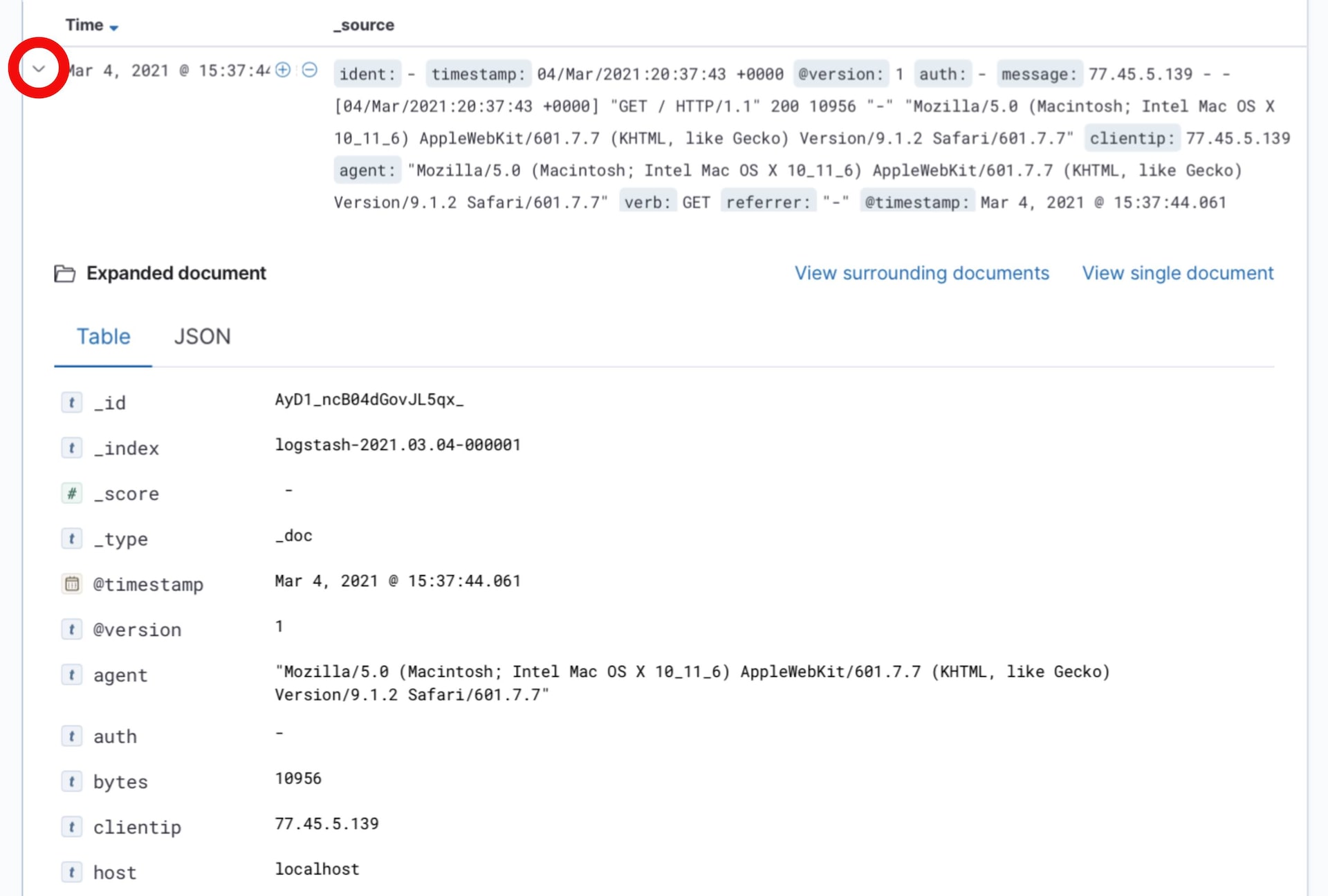 Kibana 7 Document Fields Kibana 7 Document Fields