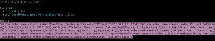 Obfuscated PowerShell script contents