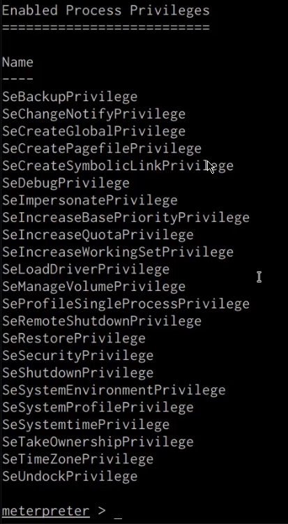 getprivs output getprivs output