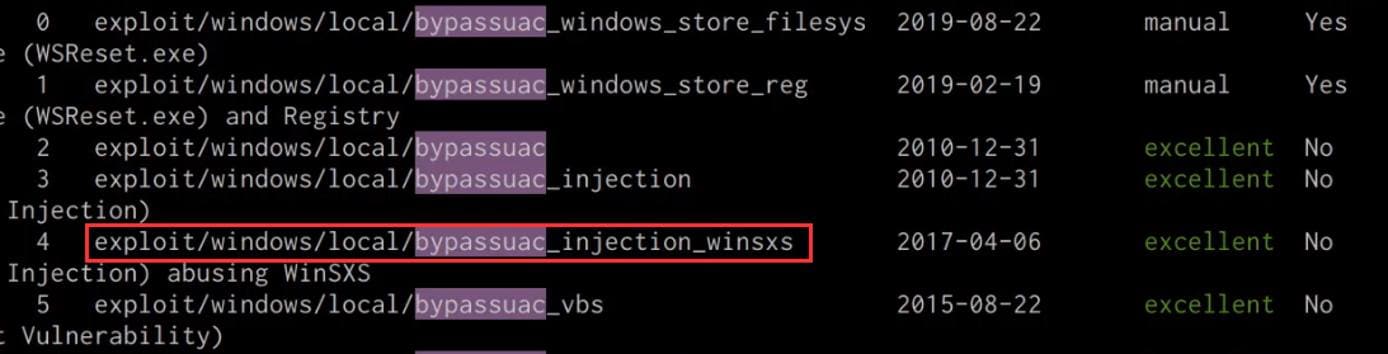 search bypassuac output search bypassuac output