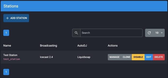 “AzuraCast Manage Station”