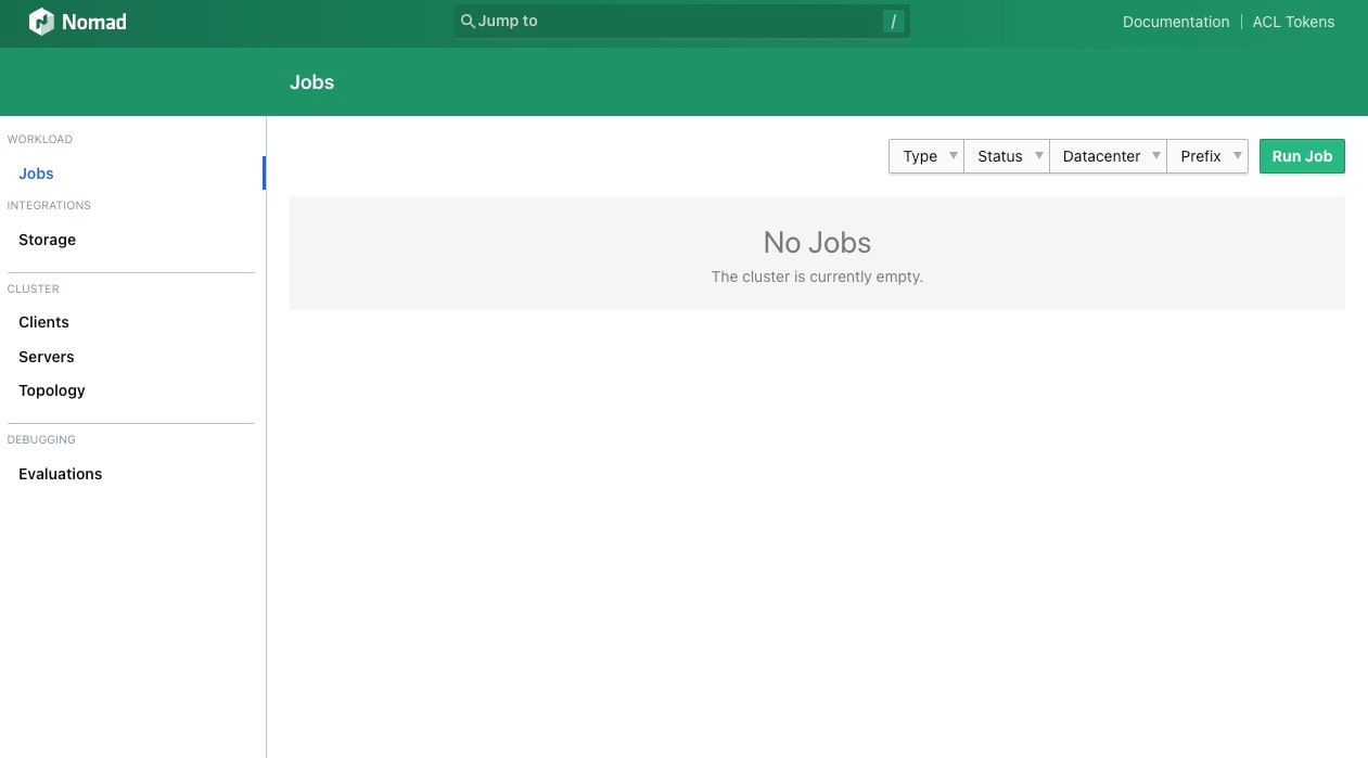 Screenshot of the Nomad Web UI