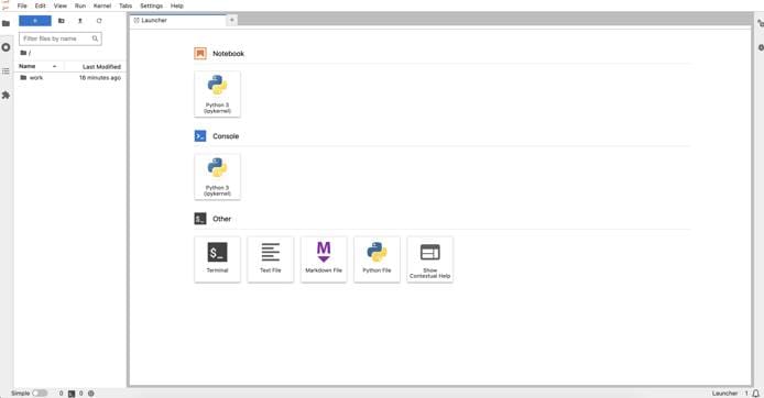 Screenshot of the Jupyter base page