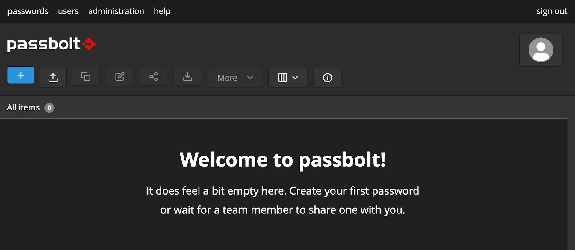 Screenshot of Passbolt Community Edition main screen
