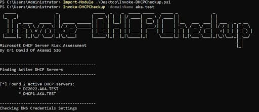 Run Invoke-DHCPCheckup to list all active Microsoft DHCP servers, and identify any that are installed on DCs (Figure 16).