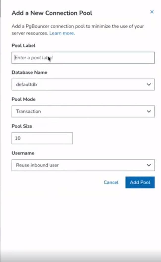 The “Add Pool” dialog box