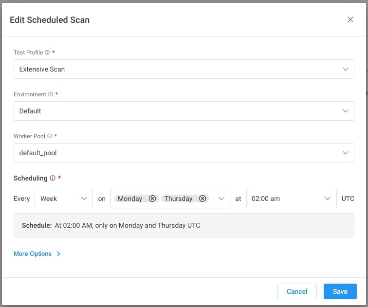 Active Testing scan scheduling  