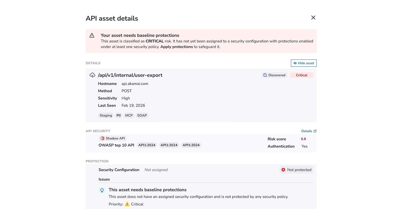 Unified Asset Inventory makes it easier to see that API, understand its activity and security context, review whether appropriate protections are present, and decide whether it should be brought under protection (Figure 3).