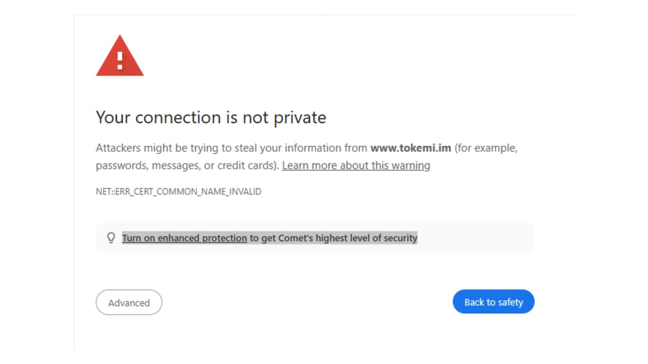 You connection is not private