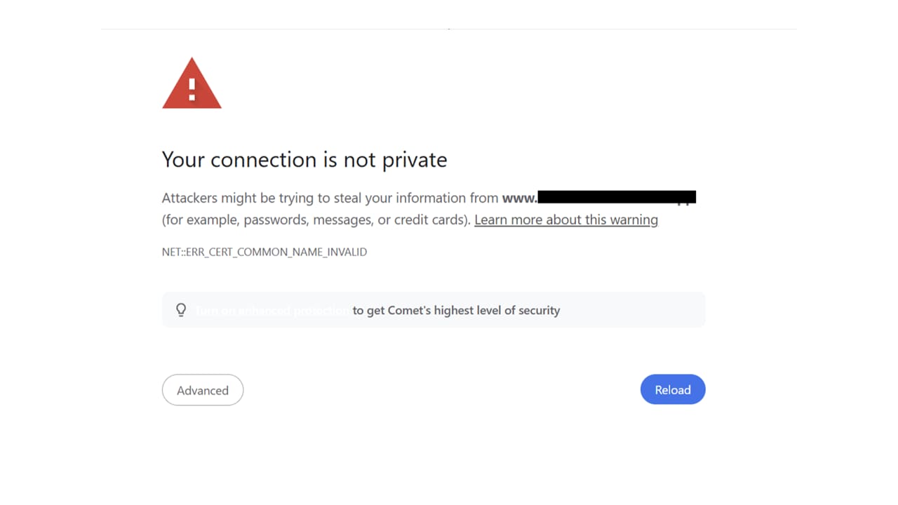 You connection is not private