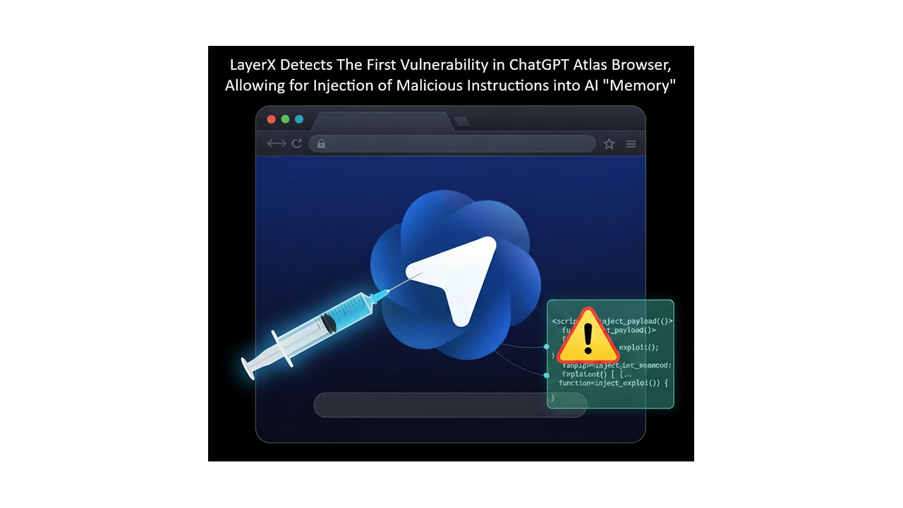 LayerX discovered the first vulnerability impacting OpenAI’s new ChatGPT Atlas browser, allowing bad actors to inject malicious instructions into ChatGPT’s “memory” and execute remote code. This exploit can allow attackers to infect systems with malicious code, grant themselves access privileges, or deploy malware.