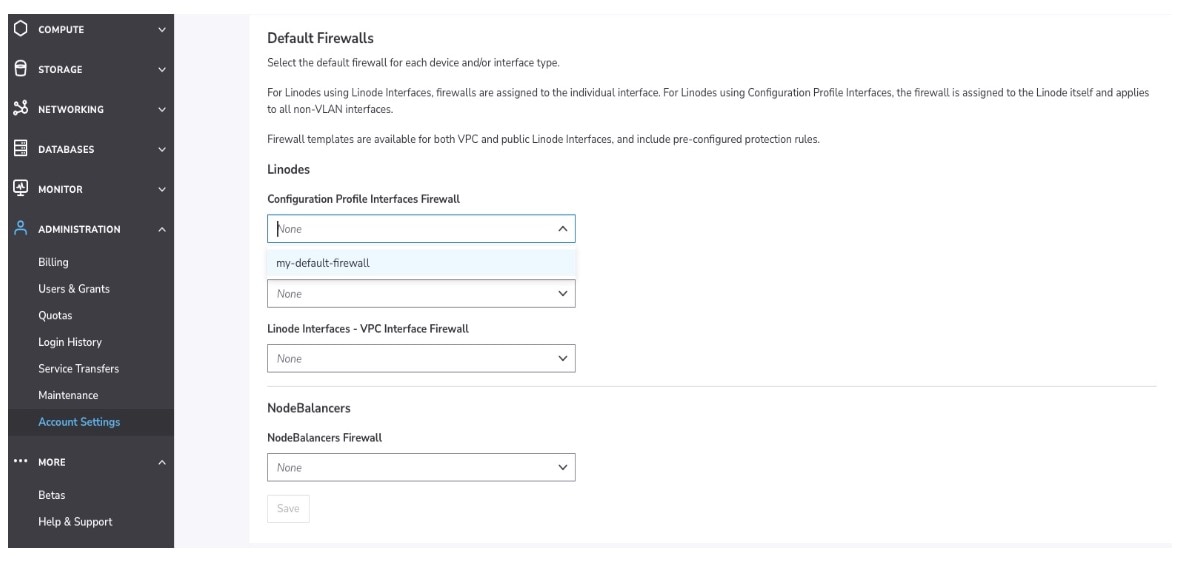 If a Default Firewall is configured, it is automatically applied to new resources (Figure 3)
