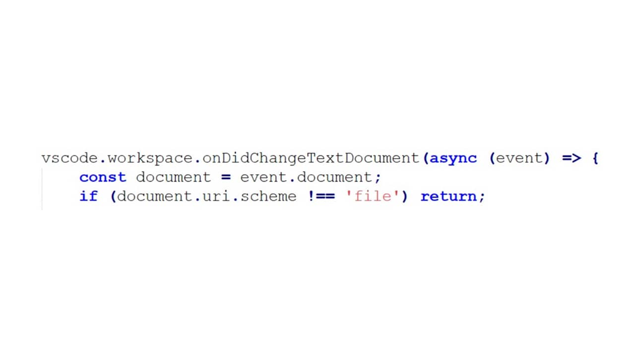 The extension registers a global workspace listener and observes every edit to every ordinary file opened in VS Code (Figure 2).