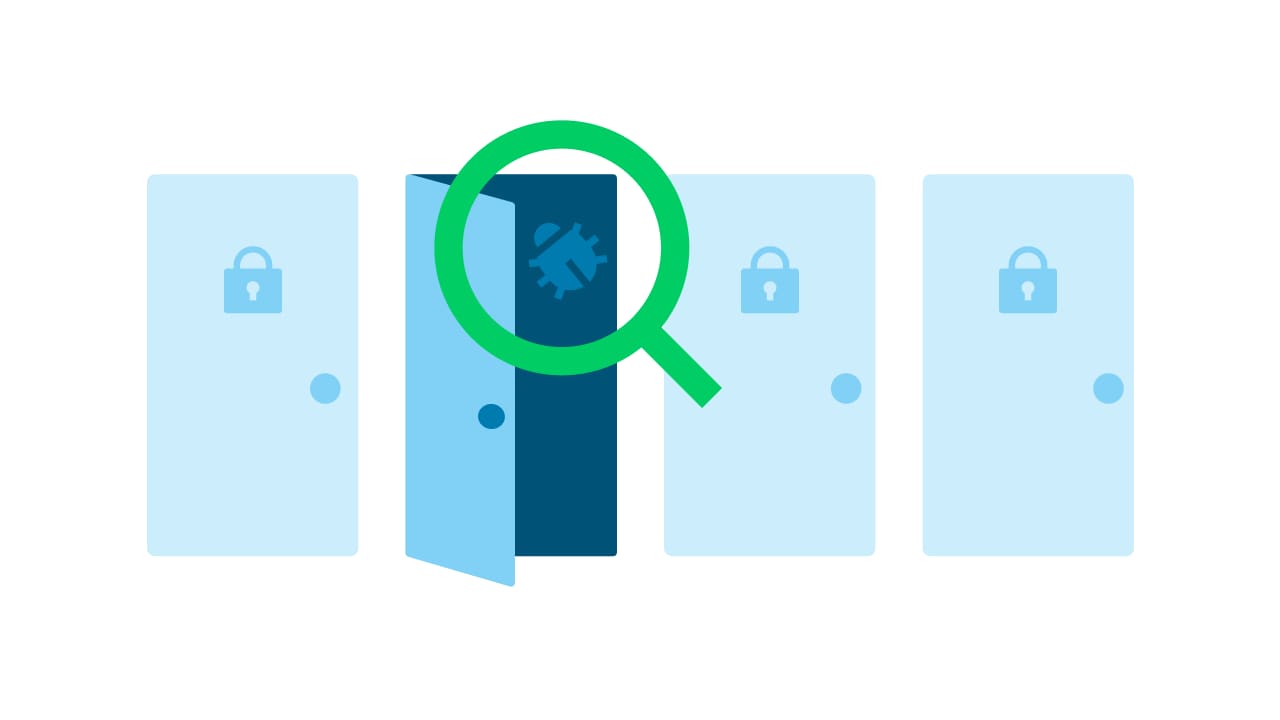 A conceptual illustration representing threat detection or vulnerability scanning.