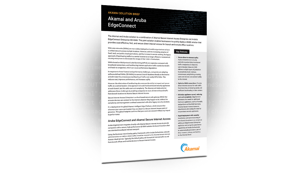 Akamai and Aruba EdgeConnect Enterprise
